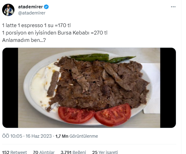 Ata Demirer'e 'Bursa kebabı' şoku: Fiyatlara isyan etti