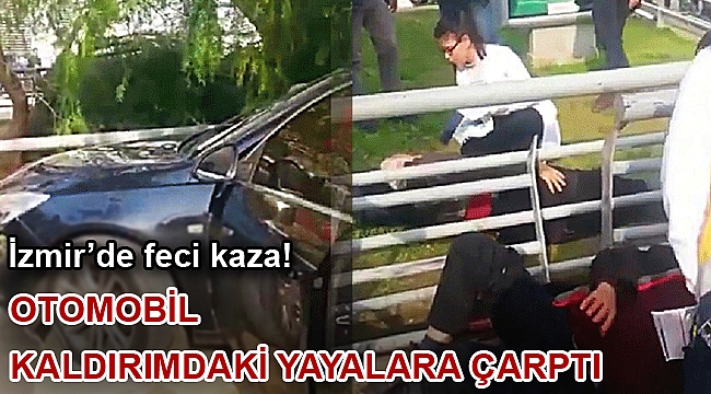 Otomobil kaldırımdaki yayalara çarptı