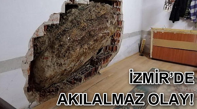 İzmir'de dağlık alandan kopan kaya parçası, eve girdi