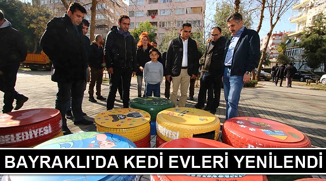 Bayraklı'da kedi evleri yenilendi