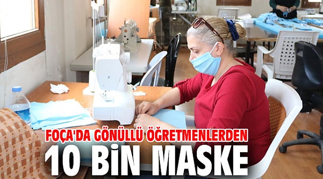 Foça'da gönüllülerden maske