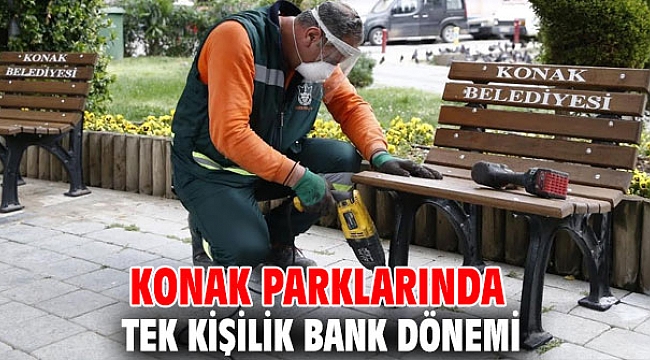 Konak Belediyesi, tek kişilik banklar yerleştiriyor