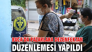 Buca'da Pazarlara dezenfektan düzenlemesi yapıldı