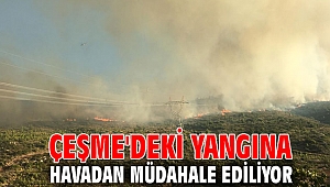Çeşme'deki yangına havadan müdahale ediliyor