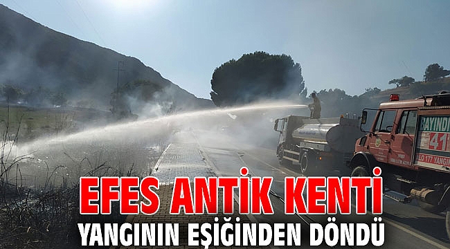 Efes Antik Kenti yangının eşiğinden döndü