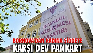 Kadına şiddete karşı dev pankart asıldı!