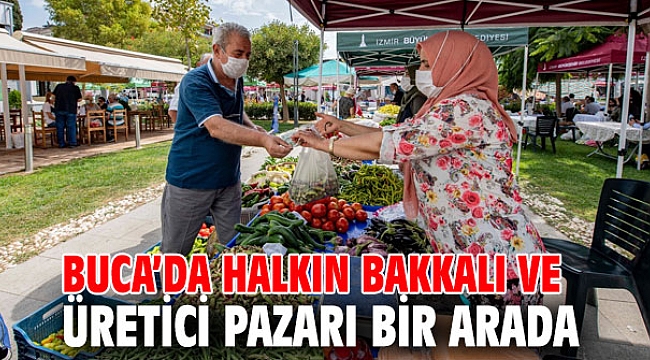 Buca’da Halkın Bakkalı ve üretici pazarına yoğun ilgi!