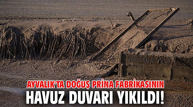 Ayvalık'ta Doğuş Prina fabrikasının havuz duvarı yıkıldı!