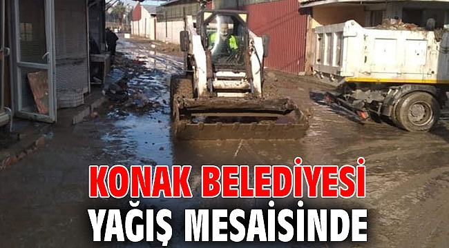 Konak Belediyesi yağış mesaisinde