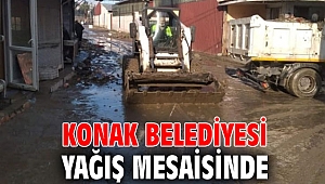 Konak Belediyesi yağış mesaisinde