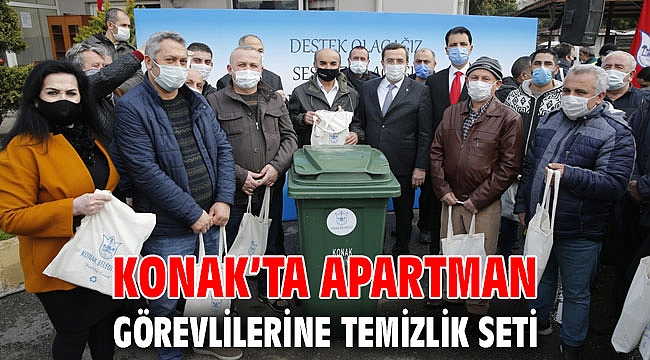 Konak’ta apartman görevlilerine temizlik seti