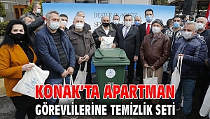 Konak’ta apartman görevlilerine temizlik seti