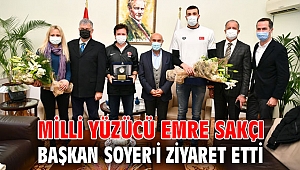 Milli yüzücü Sakçı Başkan Soyer'i ziyaret etti