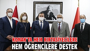 Konak’ta hem kırtasiyecilere hem öğrencilere destek