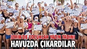 İzmir'de çocuklar yazın tadını havuzda çıkardılar