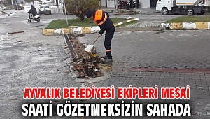 AYVALIK BELEDİYESİ EKİPLERİ MESAİ SAATİ GÖZETMEKSİZİN SAHADA