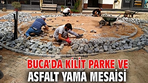 Buca’da kilit parke ve asfalt yama mesaisi