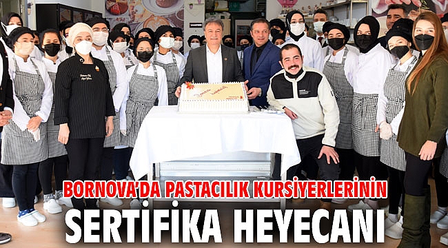Bornova’da pastacılık kursiyerlerinin sertifika heyecanı