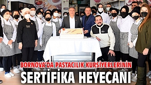 Bornova’da pastacılık kursiyerlerinin sertifika heyecanı