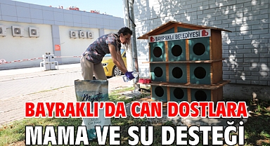 Bayraklı’da can dostlara mama ve su desteği