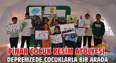 Pınar Çocuk Resim Atölyesi, depremzede çocuklarla bir arada