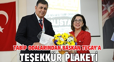 Tabip odalarından Başkan Tugay’a teşekkür plaketi