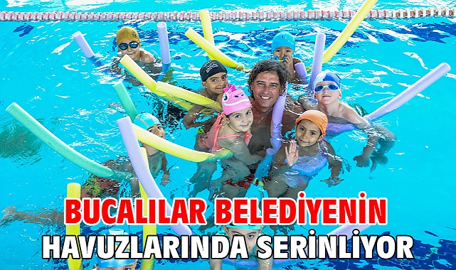 Bucalılar belediyenin havuzlarında serinliyor