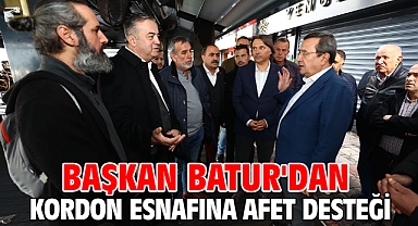 Başkan Batur'dan Kordon esnafına afet desteği