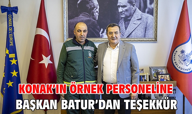 Konak’ın örnek personeline Başkan Batur’dan teşekkür