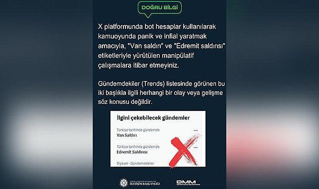 'Van saldırı' ve 'Edremit saldırısı' paylaşımına yalanlama