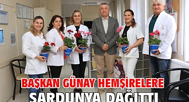 Başkan Günay Hemşirelere Sardunya Dağıttı
