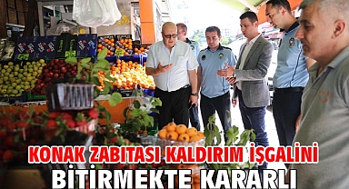 Konak zabıtası kaldırım işgalini bitirmekte kararlı