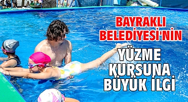 Bayraklı Belediyesi'nin yüzme kursuna büyük ilgi