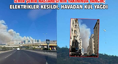 İzmir Şehir Hastanesi'nin yakınında yangın; elektrikler kesildi, havadan kül yağdı!