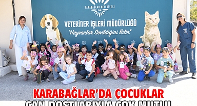Karabağlar’da çocuklar can dostlarıyla çok mutlu