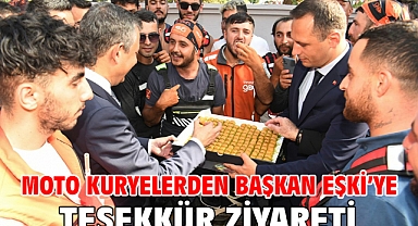 Moto kuryelerden Başkan Eşki’ye teşekkür ziyareti