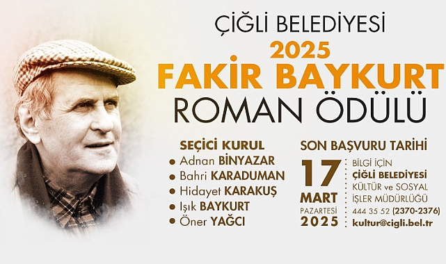 Çiğli Belediyesi Fakir Baykurt Roman Ödülü 6. Kez verilecek