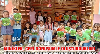 Minikler, geri dönüşümle oluşturdukları kitap okuma alanında yazarları ağırlıyor