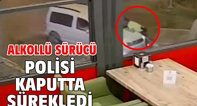 Alkollü sürücü polisi kaputta sürekledi