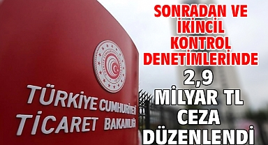 Sonradan ve ikincil kontrol denetimlerinde 2,9 milyar TL ceza düzenlendi