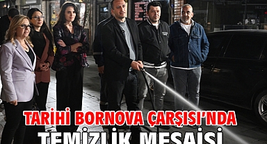 Tarihi Bornova Çarşısı’nda temizlik mesaisi