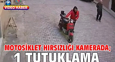 Motosiklet hırsızlığı kamerada; 1 tutuklama