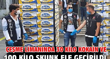 Çeşme limanında 30 kilo kokain ve 100 kilo skunk ele geçirildi