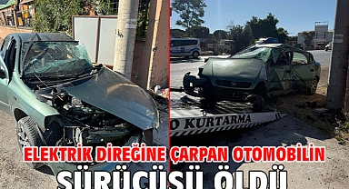 Elektrik direğine çarpan otomobilin sürücüsü öldü