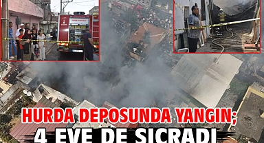 Hurda deposunda yangın; 4 eve de sıçradı