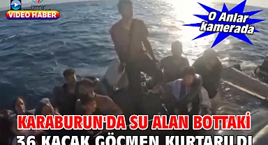 Karaburun'da su alan bottaki 36 kaçak göçmen kurtarıldı