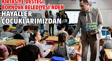 Kırtasiye desteği Bornova Belediyesi’nden hayaller çocuklarımızdan