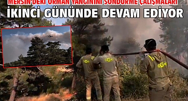 Mersin'deki orman yangınını söndürme çalışmaları ikinci gününde devam ediyor