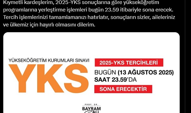 YKS tercih süreci bugün sona eriyor