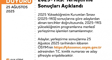 YKS yerleştirme sonuçları açıklandı